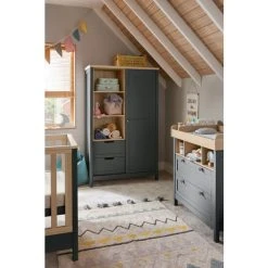 Next Mamas & Papas Harwell 3 Piece Range Grey Natural Cot Bed