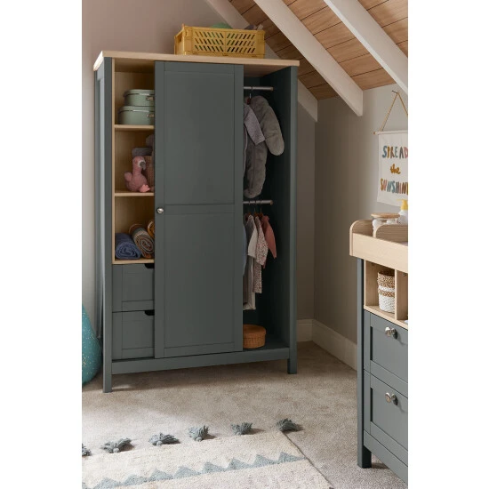 Mamas & Papas Grey Kids Harwell Wardrobe 4 Mamas & Papas Grey Kids Harwell Wardrobe - Image 2