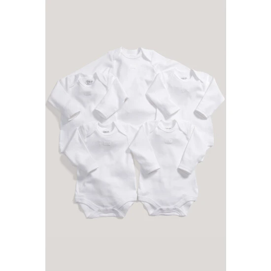 Mamas & Papas Essential Long Sleeve Bodysuits 5 Pack 3 Mamas & Papas Essential Long Sleeve Bodysuits 5 Pack