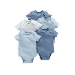 Mamas & Papas Blue Short Sleeve Bodysuits 5 Pack