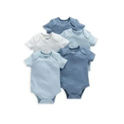 Mamas & Papas Blue Short Sleeve Bodysuits 5 Pack -Mamas & Papas Shop unnamed file 1693