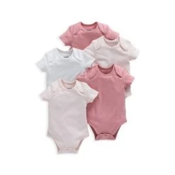 Mamas & Papas Girls Pink Short Sleeve 5 Pack Bodysuits