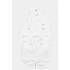 Mamas & Papas White Sleeveless White Cotton Bodysuits 5 Pack