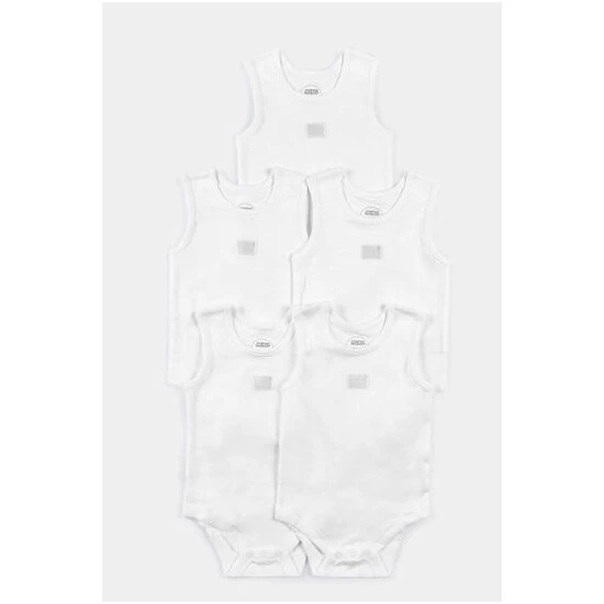 Mamas & Papas White Sleeveless White Cotton Bodysuits 5 Pack 5 Mamas & Papas White Sleeveless White Cotton Bodysuits 5 Pack - Image 3