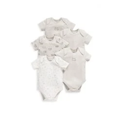 Mamas & Papas Mamas And Papas Bear Short Sleeve Brown Bodysuit 5 Pack