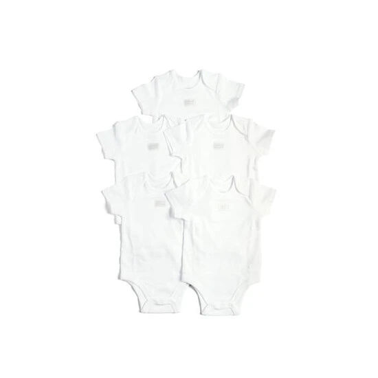 Mamas & Papas White Short Sleeve Cotton Bodysuits 5 Pack 3 Mamas & Papas White Short Sleeve Cotton Bodysuits 5 Pack - Image 2