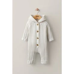 Mamas & Papas Cream Chunky Knit Rib Romper