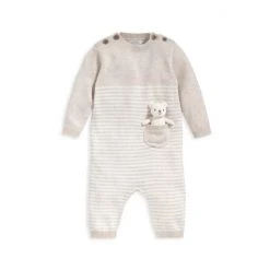 Mamas & Papas Brown Knit Romper With Bear