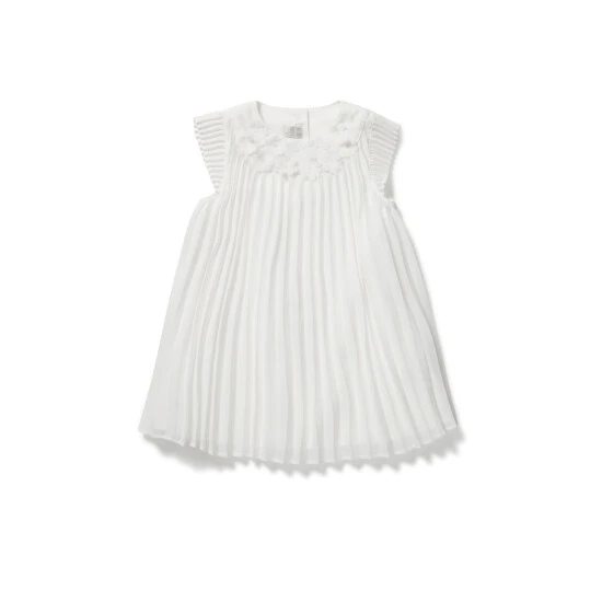 Mamas & Papas Newborn Girls White Pleated Dress 3 Mamas & Papas Newborn Girls White Pleated Dress - Image 2
