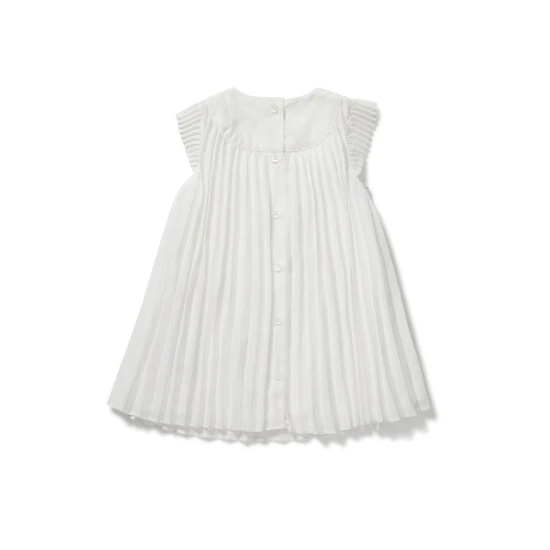 Mamas & Papas Newborn Girls White Pleated Dress 4 Mamas & Papas Newborn Girls White Pleated Dress - Image 3