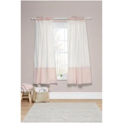 Mamas & Papas Pink Welcome To The World Tie Top Floral Curtains
