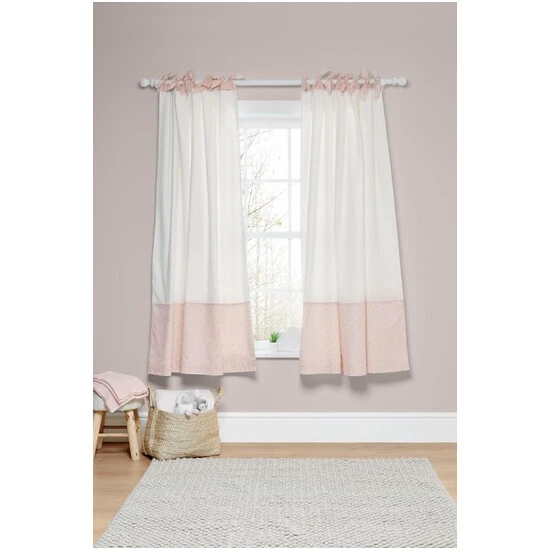 Mamas & Papas Pink Welcome To The World Tie Top Floral Curtains 2 Mamas & Papas Pink Welcome To The World Tie Top Floral Curtains
