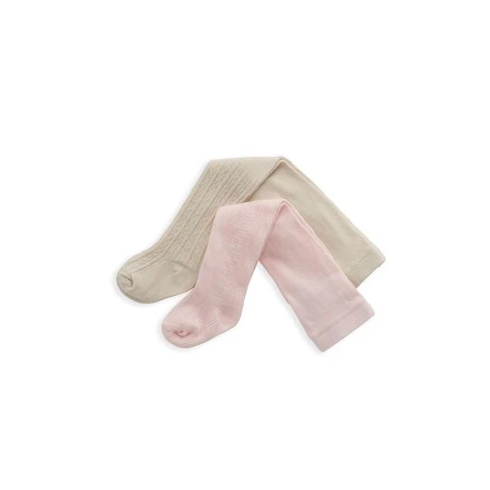 Mamas & Papas Newborn Girls Pink Knitted Tights 2 Pack 2 Mamas & Papas Newborn Girls Pink Knitted Tights 2 Pack - Image 2